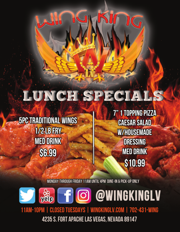 Lunch Specials from Wing King of Las Vegas